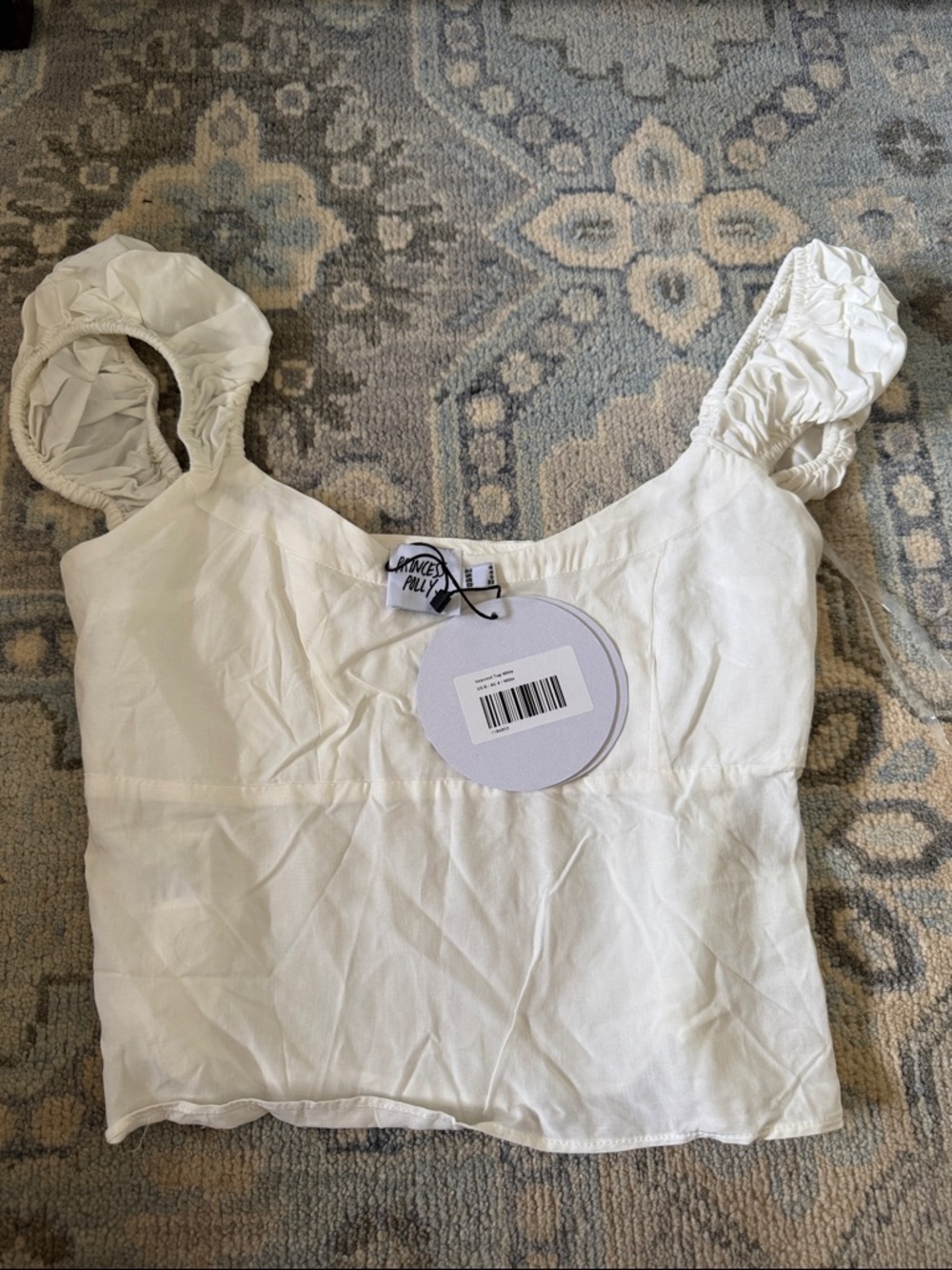 Princess Polly White Ruched Strap Crop